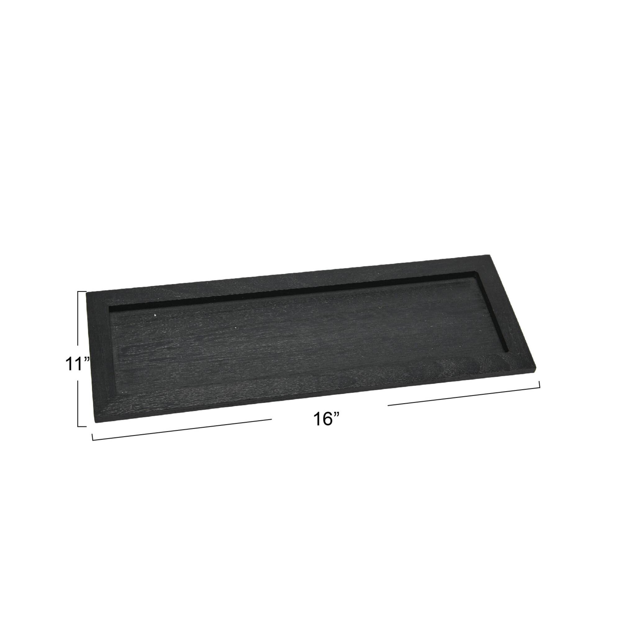 Hello Honey® Black Wood Tray with Glass Bottle Vases Set